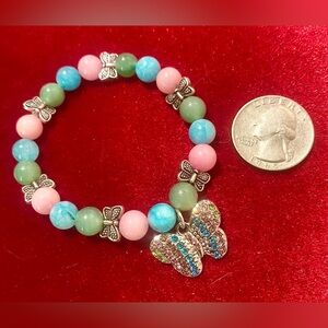 SHOJ Pastel Multi-Gemstone Butterfly Bracelet